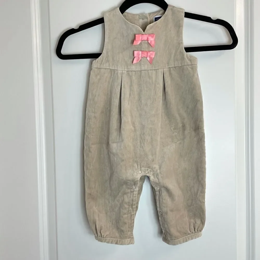 Janie & Jack Cotton Sleeveless Jumpsuit with Bows
